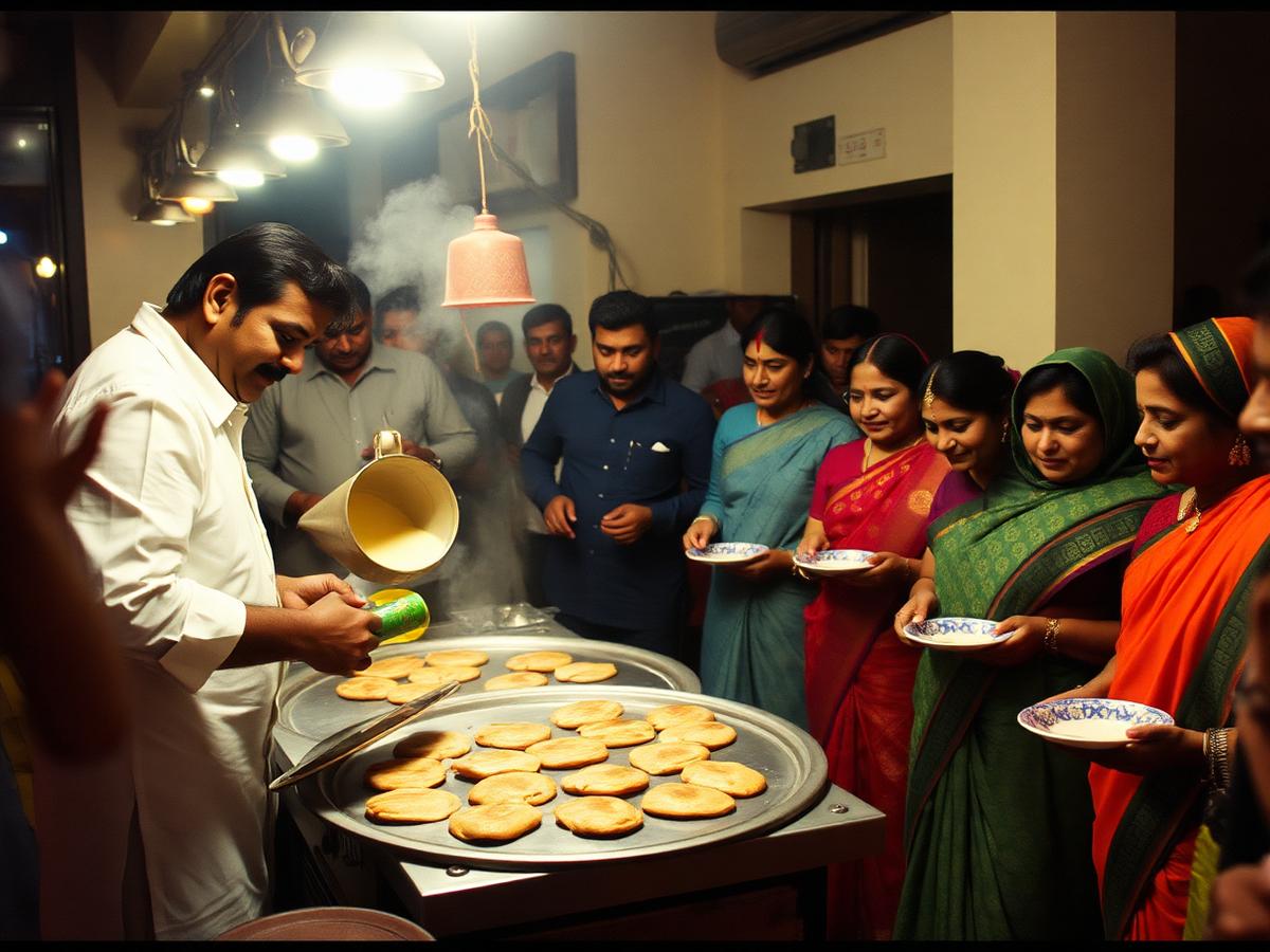 Live dosa counter at a reception